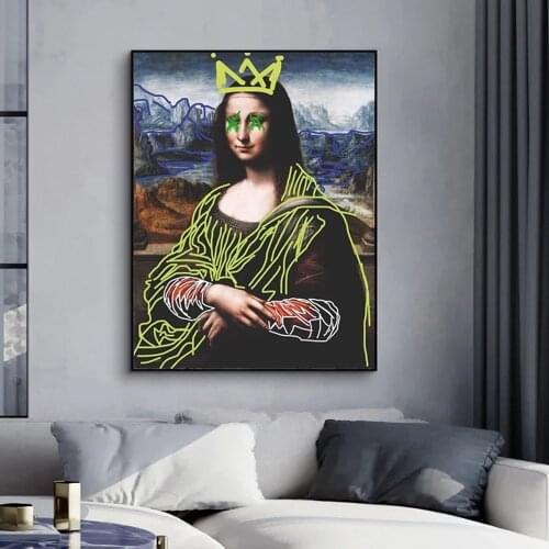Funny Mona Lisa Spit Bubble Canvas Painting Posters And Prints Wall Art Pictures For Modern Home Bedroom Living Room Wall Decor