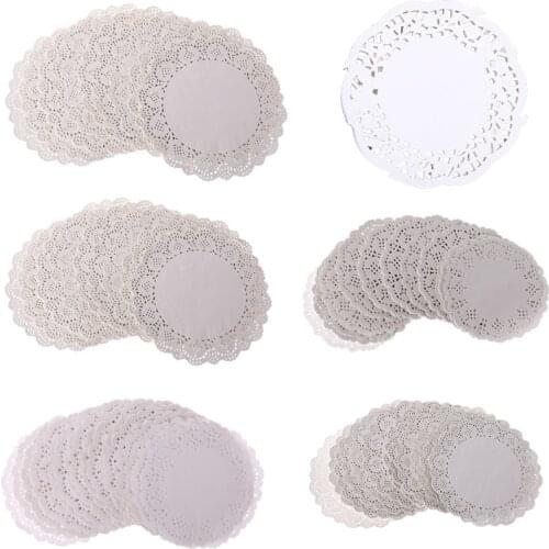 2021 New 200Pcs Round Lace Paper Mats Coasters Placemats Wedding Events Party Table Gift