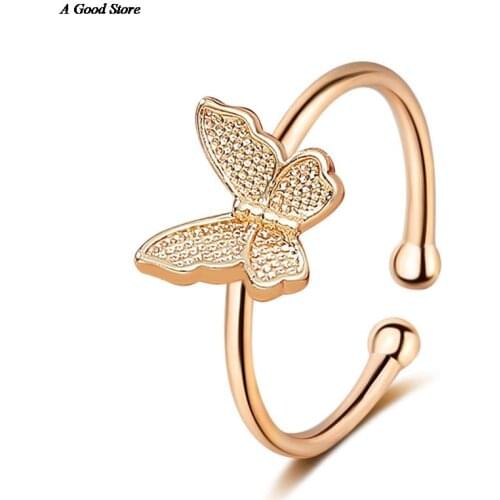 New Design Fashion Jewelry Opening Adjustable Butterfly Ring Luxury Cocktail Party Ring For Women Gift