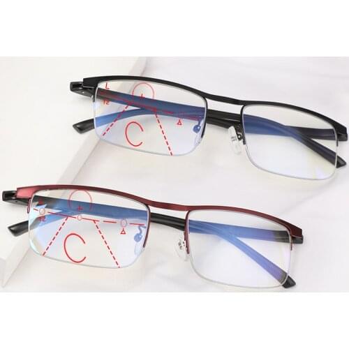 Fashion Anti Blue Light Progressive Reading Glasses Men Women Classic Multifocal Bifocal Magnifying Presbyopic Eyewear