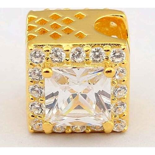 Original Gold Color Shine Geometric Radiance With Crystal Beads Fit 925 Sterling Silver Bead Charm Bracelet Diy Jewelry