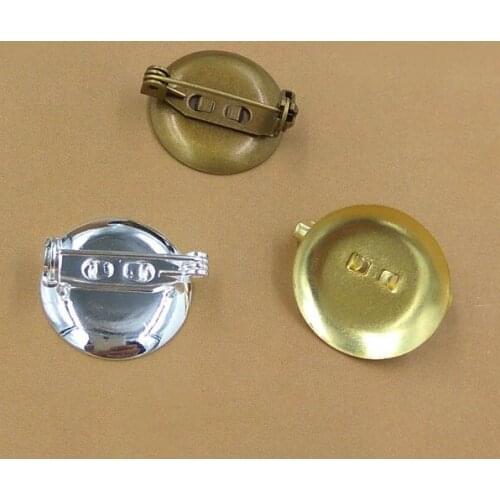 19mm Blank Brooches Base Circle Bezel Back Pins Resin Cameo Cabochons Settings DIY Findings Multi-color Plated Metal Wholesale