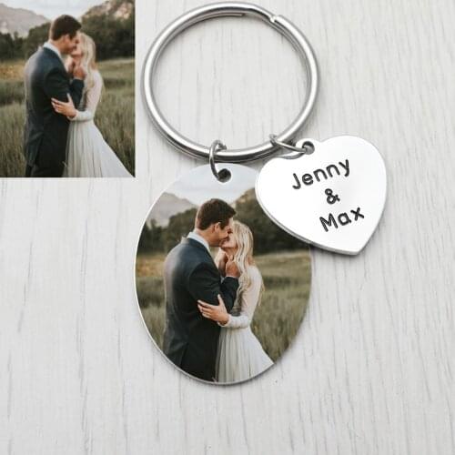 Personalized Photo Keychain,Custom Picture and Names Key Chain Holder,Valentines Day Gift For Her Him,Couples Gift