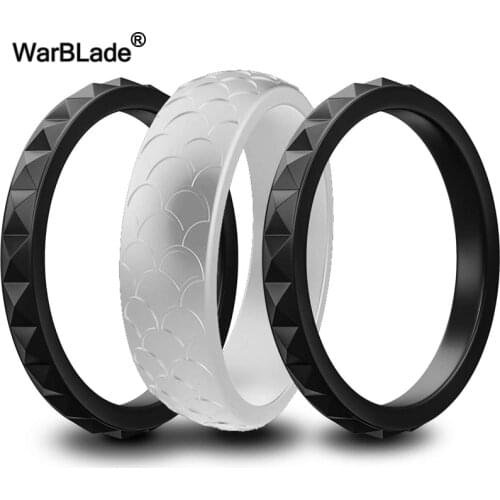 WarBLade Food Grade FDA Silicone Rings 3mm Thin Stackable For Women Wedding Rubber Bands Hypoallergenic Silicone Finger Ring