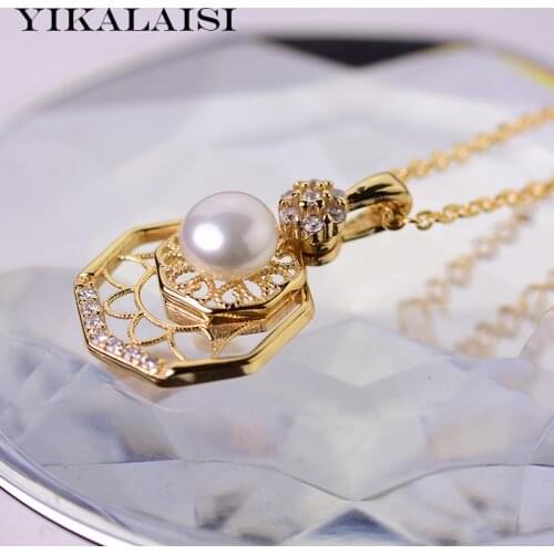 YIKALAISI 925 Sterling Silver Natural Freshwater Pearl Pendants Jewlery For Women 6-7mm Pearl Size White Pink Purple Black