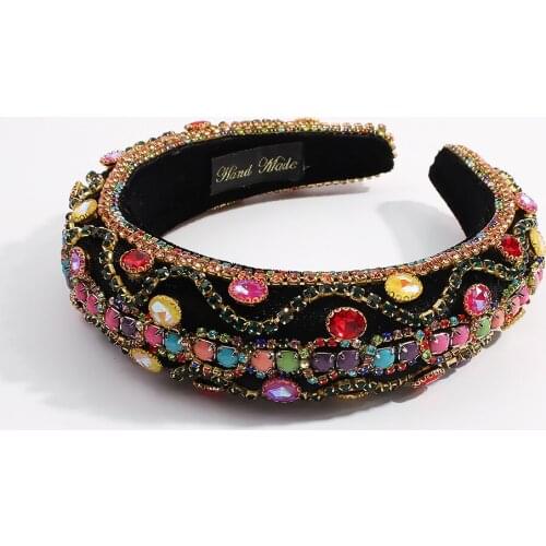 Sparkly Rhinestone Crystal Hairband Baroque Sponge Padded Headband For Women Girls Princess Headdress Hair Jewelry Holiday Gifts