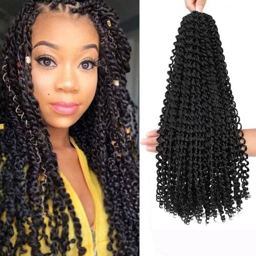 Prettyplus 18Inch Passion Twist Crochet Hair Spring Twist Synthetic Braiding Hair Extension 22Strands Black Brown Ombre Color