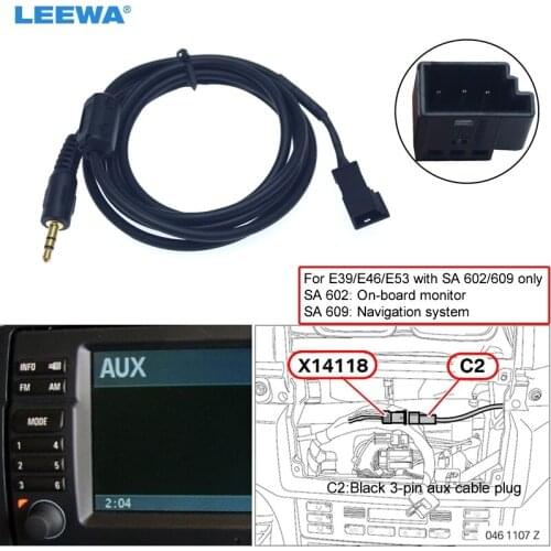 LEEWA 3.5mm Male Connector To 3-Pin AUX Connector Wiring Harness For BMW E39/E46/E53 With Navigation System(SA 602/609) #CA6100