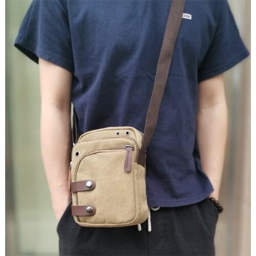 Cell Phone Bags Solid Crossbody Bag Men 's Vintage Canvas Shoulder Bag Coin Purse Outdoor Earphone Pouch Sports Bag