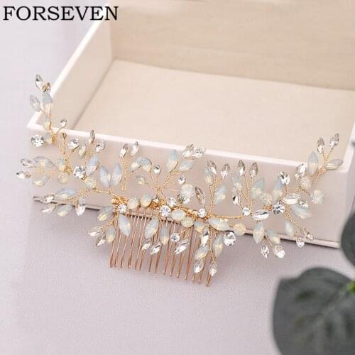 Bridal Hair Comb Crystal Wedding Hair Accessories Headpiece Handmade Bridal Tiara Gold Wedding Hair Comb Hair Ornaments Jewelry