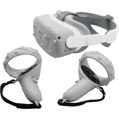 Protective Combo for Oculus Quest 2 Silicone Front Head Cover Face Eye Pad VR Touch Controller Sleeve Knuckle Strap Accessories