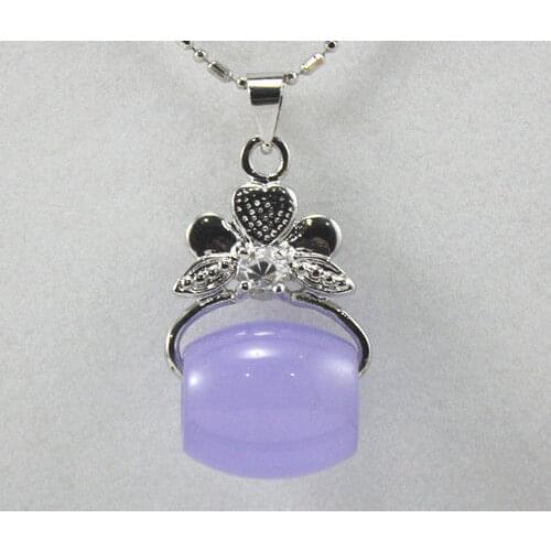 Ladys noble purple jades GP flower pendant free chain