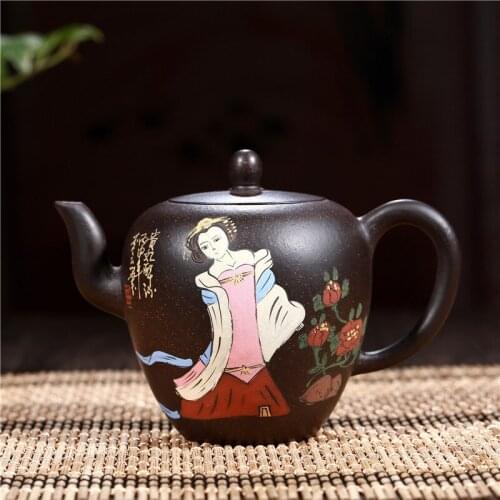 Zisha teapot wholesale Yixing famous handmade teapot original ore black gold beauty shoulder teapot tea set