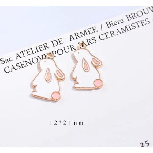 10pcs/Lot Rabbit 12*21mm Diy Handmade Oil Enamel Charms Design for Jewelry Making Earring Bracelet or Necklace