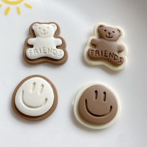 20pcs Kawaii Bear Smilling Flatback Resin Cabochon Scrapbooking Craft Fit Phone Decoration DIY Hair Bows Center Accessories