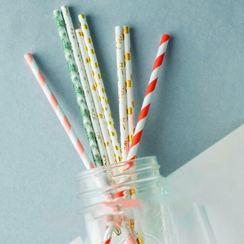 25 pcs Colorful One Time Paper Straw Cold drink Milk INS Straw Thick Cardboard Decor Not Reusable