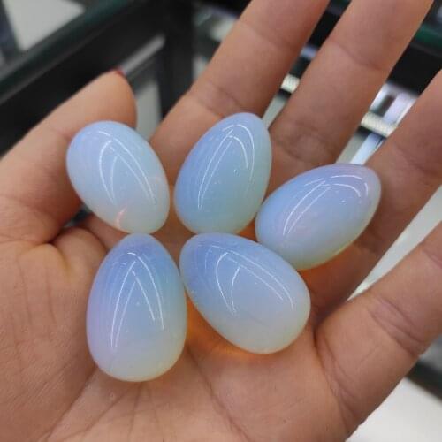 3pcs Beautiful White Opal Stone Quartz Crystal Egg Shaped Healing Reiki Decorative Stones and Minerals