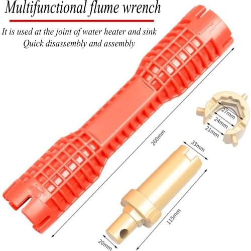 8 In1 Flume wrench Bathroom Faucet Plumbing Anti-slip Kitchen Sink Water Pipe Repair Wrench installation and Maintenance Tool