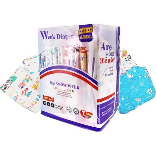 TEN@NIGHT Rainbow Weekly Diaper ABDL 6000ML Volume Extra Large Size Diaper Stretchy Waist DDLG Diaper Different 7pcs In A Pack