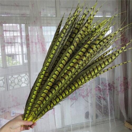 Promotion 20pcs/lot Yellow Beautiful Lady Amherst Pheasant Tail Feathers 27-40inches /67-100CM for Party Home DIY Plume