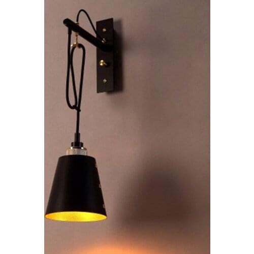 American Iron Black Gold Wall Lamp Simple Corrido Restaurant Bar Aisle Bedroom Bedside Industrial Style Decorative Lighting