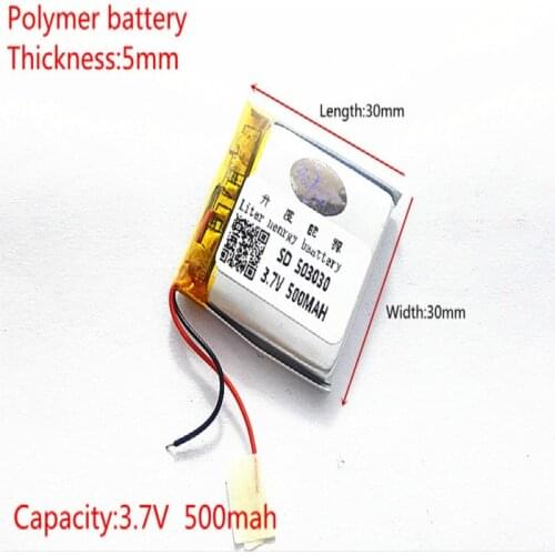 Free shipping)Polymer lithium ion battery 3.7 V,500mah 503030 053030 CE FCC ROHS MSDS quality certification