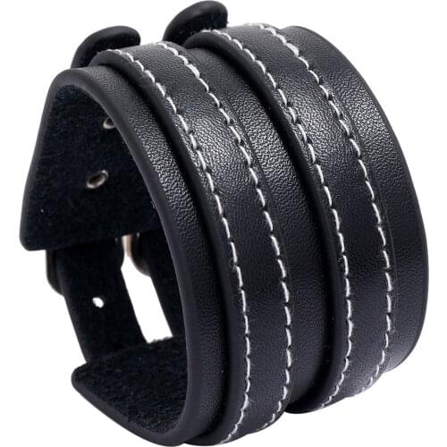 Black Brown Pu Leather Layer Bracelet Jewelry Punk Men Cuff Bangle Watch Strap Crafts Handmade Jewelry Making