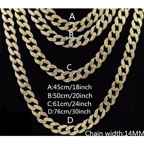 Cross Border European And American Pop Rap Hip Hop Full d Cuban Necklace 18inch 20inch 24inch 30inch Jewelry Choker Chain