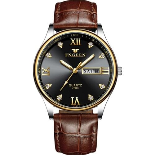 Men Watch FNGEEN Top Brand Fashion Luxury Business Quartz Watch Date Week Display Hodinky Male Clock Reloj Hombre Diamond Watch