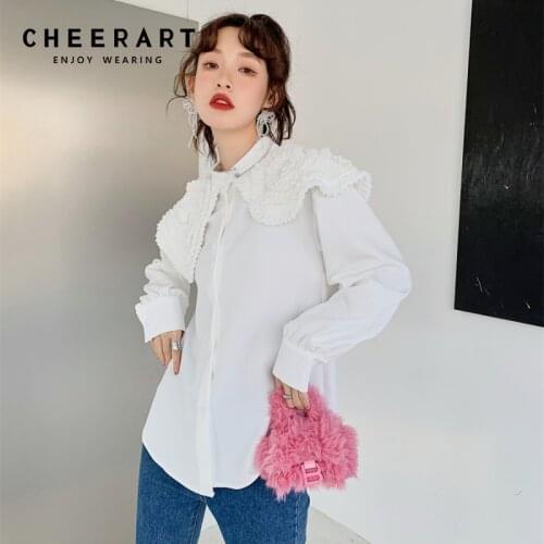 Женские рубашки с рюшами Cheerart China At AliExpress