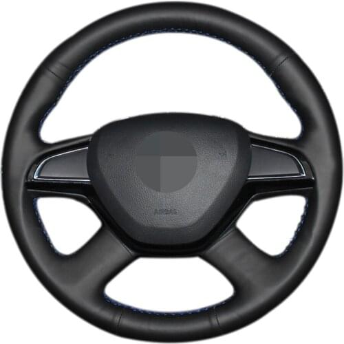 Car Steering Wheel Cover Hand-stitched Black Artificial Leather For Skoda Citigo 2013 Fabia 2013 Rapid 2012-2013 Octavia