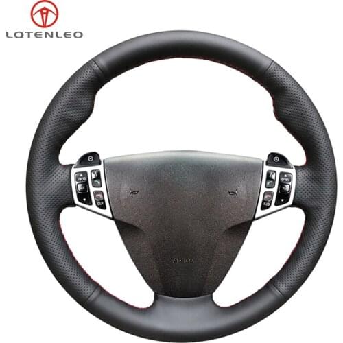 LQTENLEO Black Artificial Leather Car Steering Wheel Cover For Saab 9-3 2006 2007 2008 2009 2010 2011 9-5 2006 2007 2008 2009