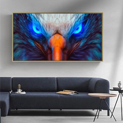 DDWW Large Size Sharp Eagle Eye Modern Animal Picture Art Wall Canvas Painting Art Poster for Living Room