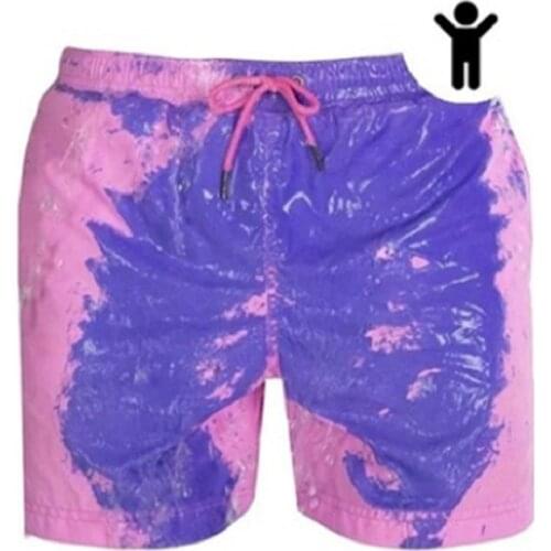 Children lMagical Encounter Water Change Color Beach Shorts Swim Trunks Swimsuit Quick Dry Bathing Shorts Summer Surfing Pant
