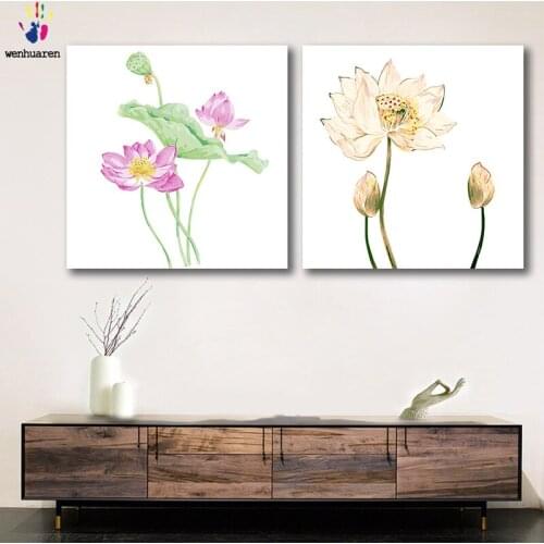 DIY colorings pictures by numbers with colors Watercolor lotus picture picture drawing painting by numbers framed Home