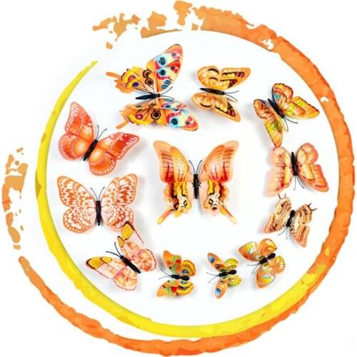Double layer 3D simulation butterfly wall sticker refrigerator sticker home decoration 12 sets HD8