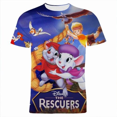 Oversized T Shirt For Men Disney The Rescuers Cartoon Anime Clothes Boy Girl Kids Fashion Summer 3D Print Women T-shirts