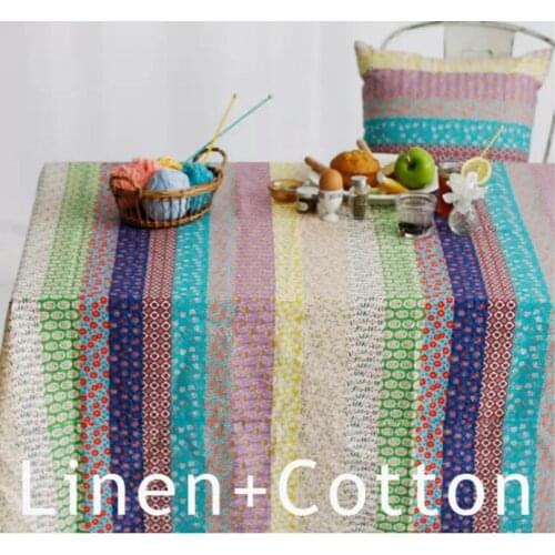 Floral Stripe 10 Design object assembly Illust Cut Cotton Linen Quilt Fabric, Yard Charm Sewing Handmade Textile, 100x145cm