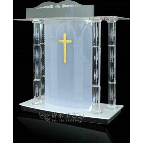 Crystal column Church podium Fixture Displays Tabletop Acrylic Plexiglass Podium Pulpit Lectern Clear Lucite