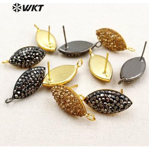 JF271 WKT Wholesale Elegant Pave Beads For Fashion Party Jewelry Findings Special Shape And Hook Full Rhinestone Pave