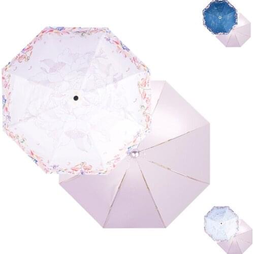 FQYL Mini Pocket Umbrella Sea of Flowers Parasol Folding Rainy Female Parasol Sunshade Women Umbrellas