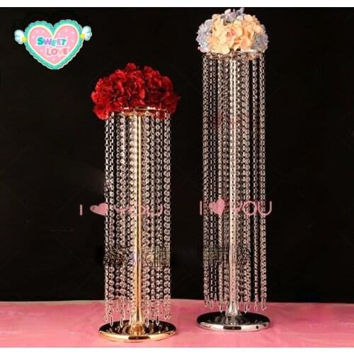 Creative Retro Silver Wedding decoration props crystal Bead curtain Acrylic Decorative pendant Candlestick Flower arrangement