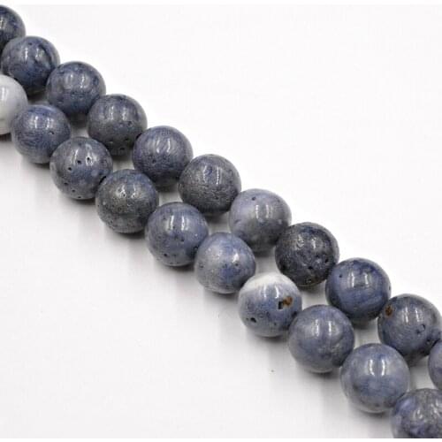 Natural Stone Blue Coral Round Beads Wholesale Loose Beads for Fashion Jewelry Making Accessories 4-12mm DIY 15" Free Shipping