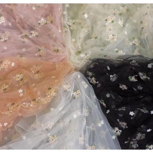 50*150 cm Flowers Embroidered Lace Fabric summer girls dress Lace Trim Tulle Net curtains Lace Fabric Mesh Sewing Materials DIY