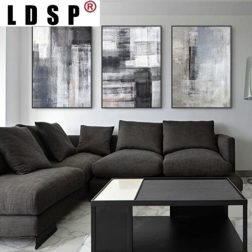 LDSP Abstract Canva Painting Poster Print Black White Grey Minimalism Sofa Wall Art Picture Home Decor For Living Room Unframed