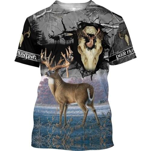 Summer Cool Hipster Men T-shirt Animal Deer/Moose Hunting 3D Printed Harajuku Short Sleeve T shirt Unisex Casual Tops TX0199