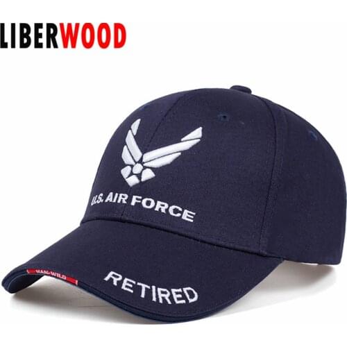 LIBERWOOD U.S. Air Force RETIRED USAF Wings 3D Embroidered Hat Men Women baseball hats cap Adjustable US USA tactical hat