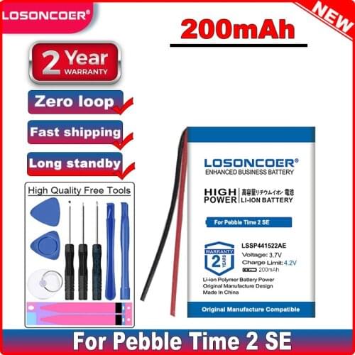 LOSONCOER Good Quality Battery 200mAh LSSP441522AE Battery for Pebble Time 2 SE Smartwatch Smart Watch Accumulator
