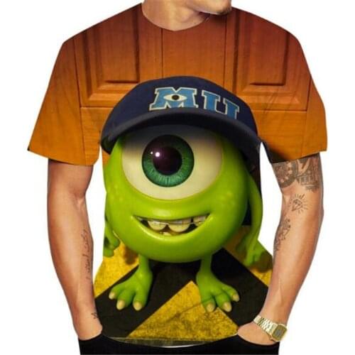 Monsters University Summer 3D Printed Mens T-shirt Casual Round Neck Short Sleeve Women Tees Male Clothes Fashion Hip-hop Tops