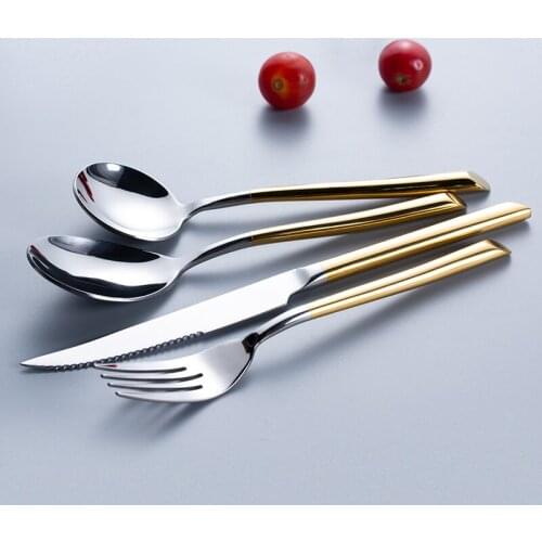 Silverware Dinnerware Set Spoon and Fork Set Cookware Eco Friendly Products Cutlery Stainless Steel Knife Cross Spoon 4PCS Gift